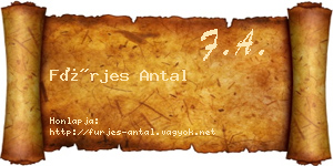 Fürjes Antal névjegykártya